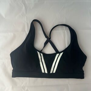White Fox Boutique Black Sports Bra with White Stripes